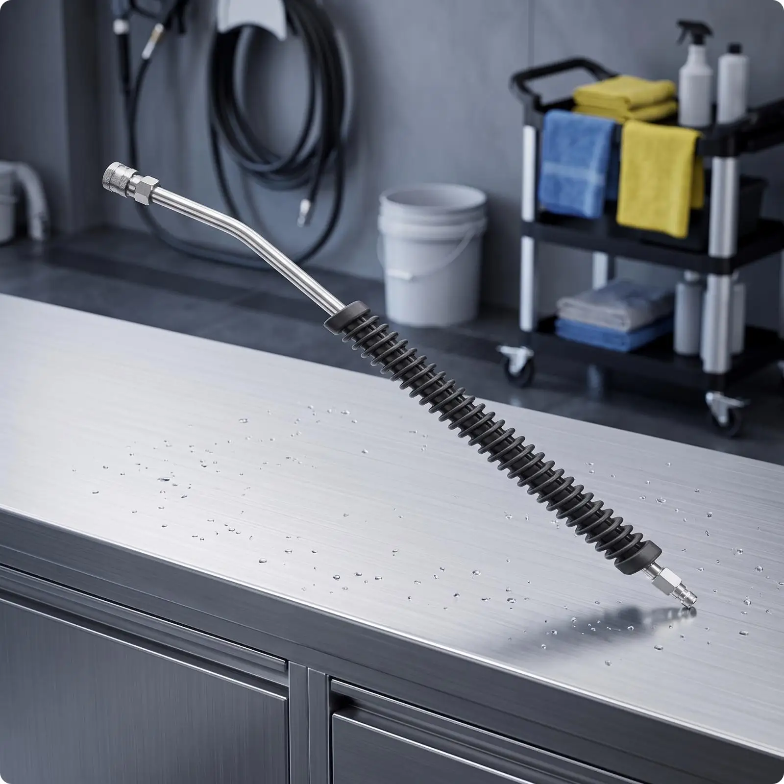 Outdoor Cleaning Spray Lance 55CM Pressure Washer Wand Stainless Steel Extension Tube with Ergonomic Grip for Car Driveway Use