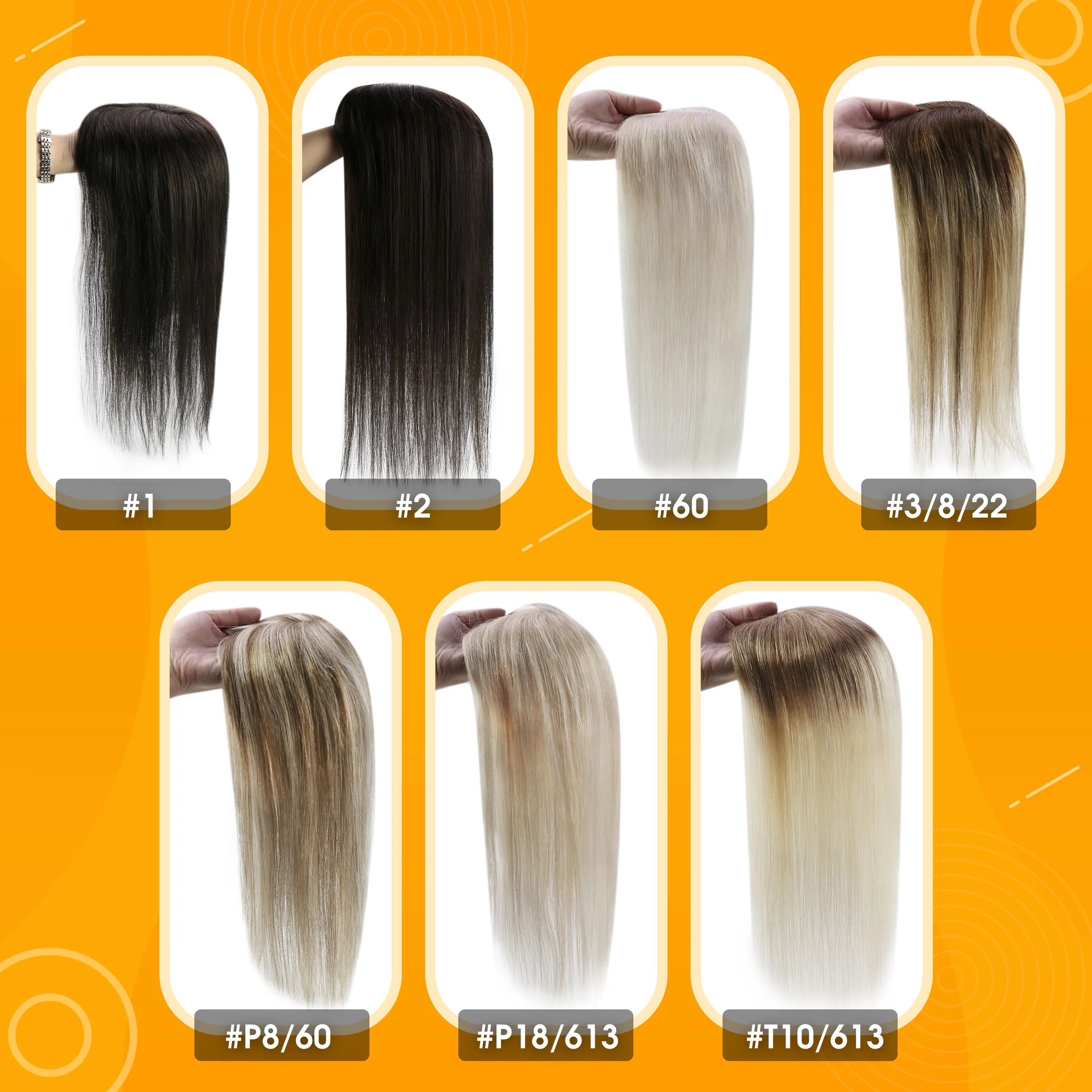 Full Shine Hair Topper Ombre 13*13cm Machine Naturally Comfortable Piece With Clips 100% Breathable Mono Base For Woman