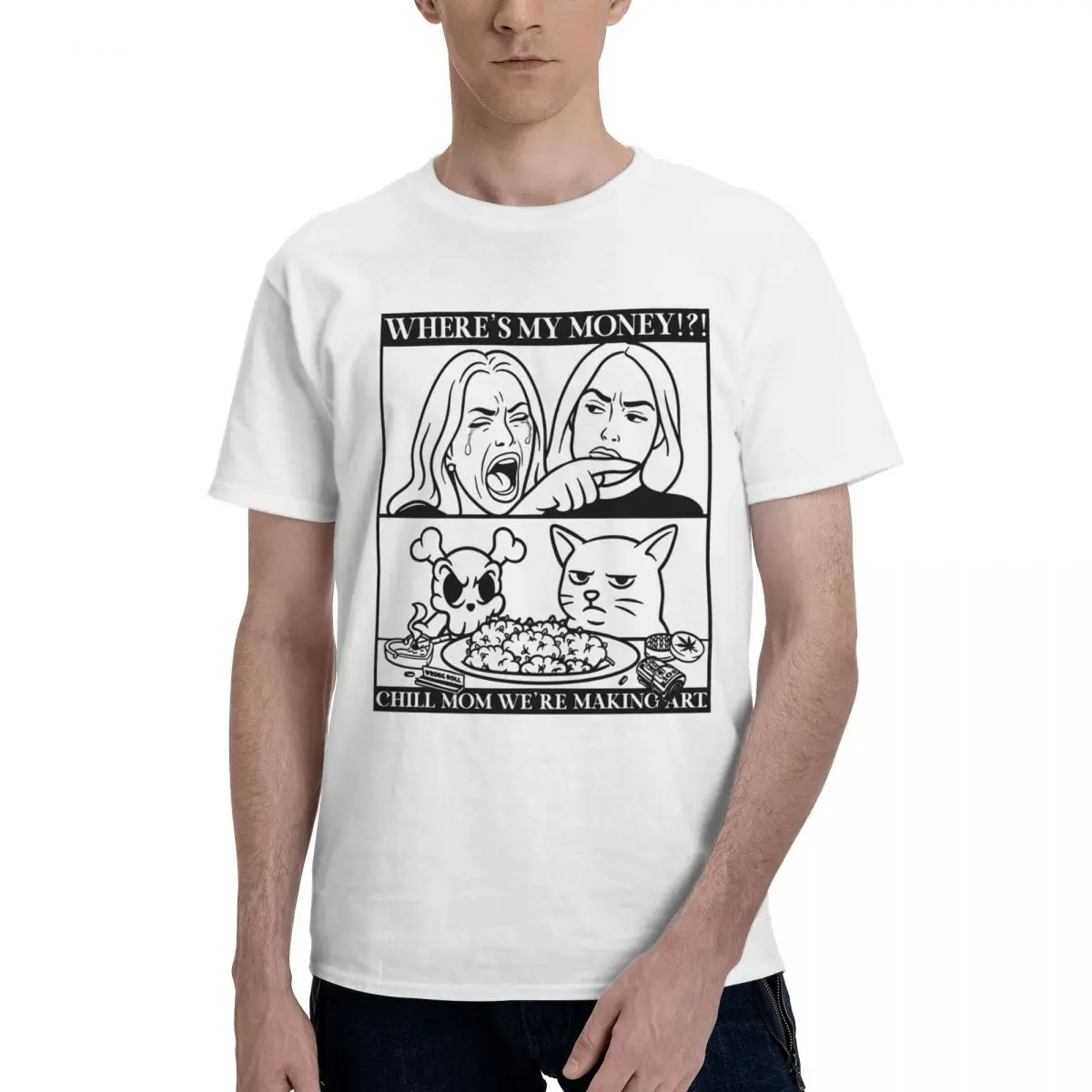 Men Angry Woman Yelling At A Cat 2025 Funny T Shirt Streetwear Oversized Cotton Crewneck Sleeve Custom Tshirt Men