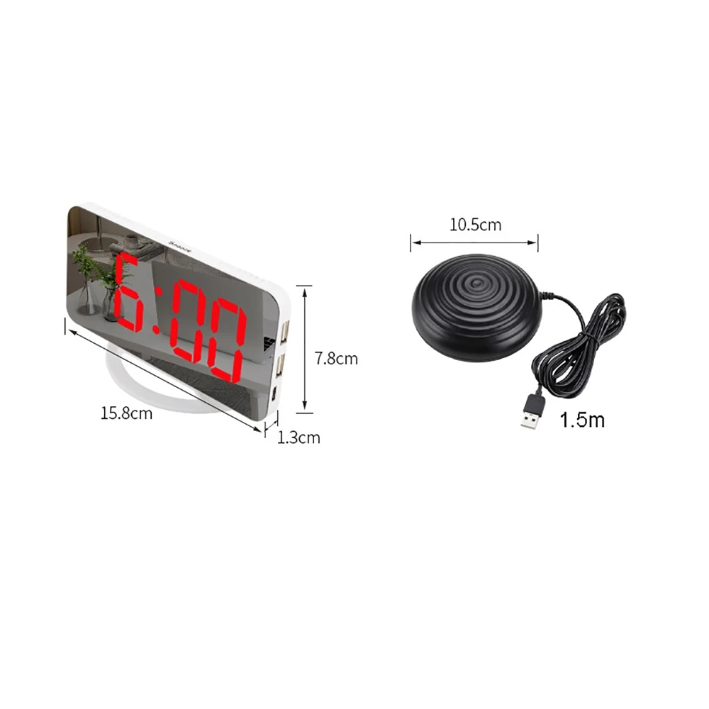 Creative LED Digital Loud Vibrating Alarm Clock with Bed Shaker Brightness Adjustable Clocks For Heavy Sleepers Adult Deaf