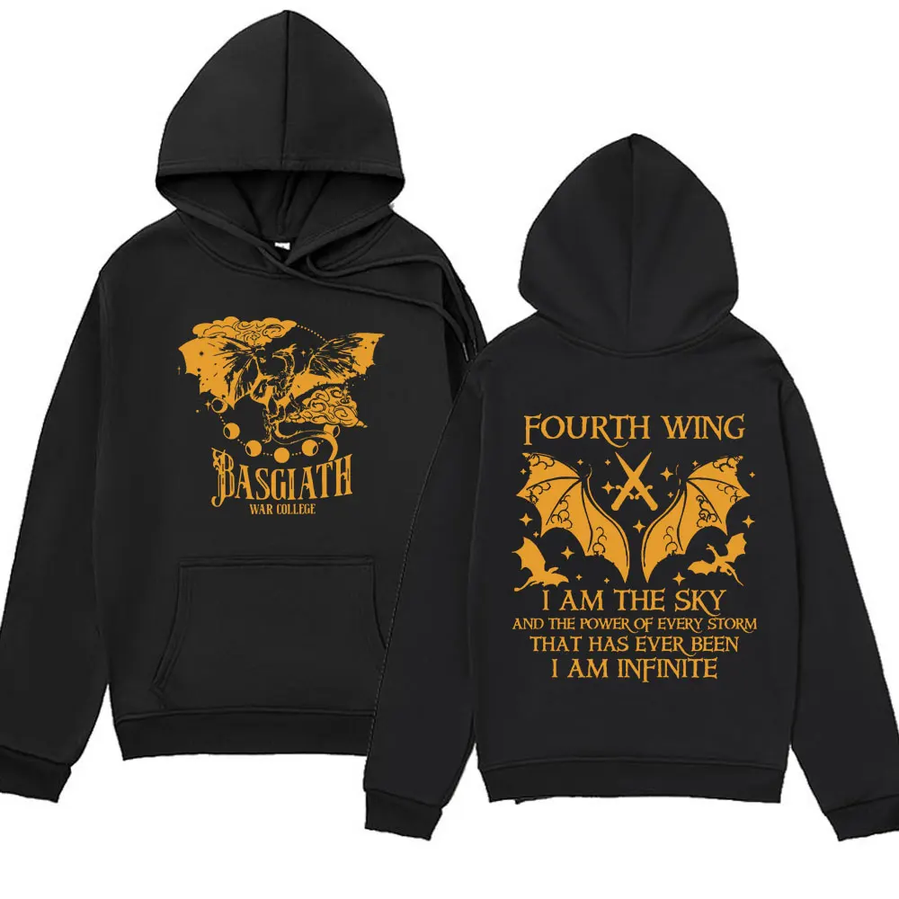 

Fourth Wing Hoodies Basgiath War College Dragon Rider Graphic Double-sided Print Hoodie Sweatshirts Men's Oversized Streetwear