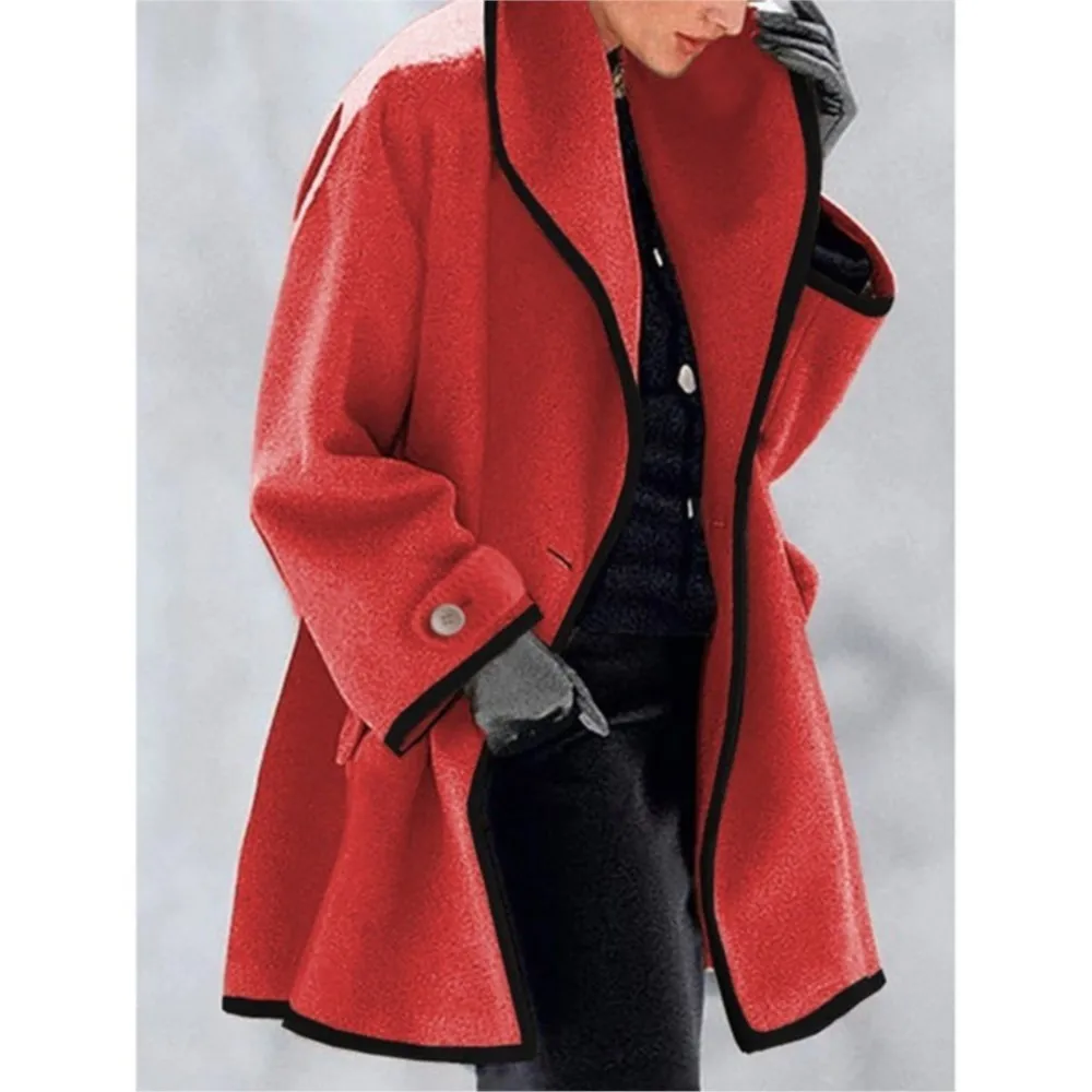 New Autumn Winter Fashion Tweed Women's Coat With Large Lapel Casual Loose Long-sleeved Striped Versatile Warm Female Coat Tops