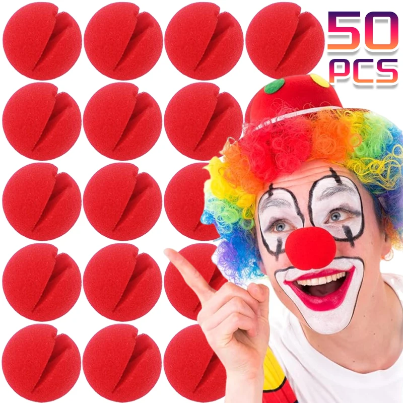 50/1PCS Foam Clown Nose Red Sponge Balls Reusable for Halloween Party Funny Stage Performance Cosplay Props Soft Circus Supplies