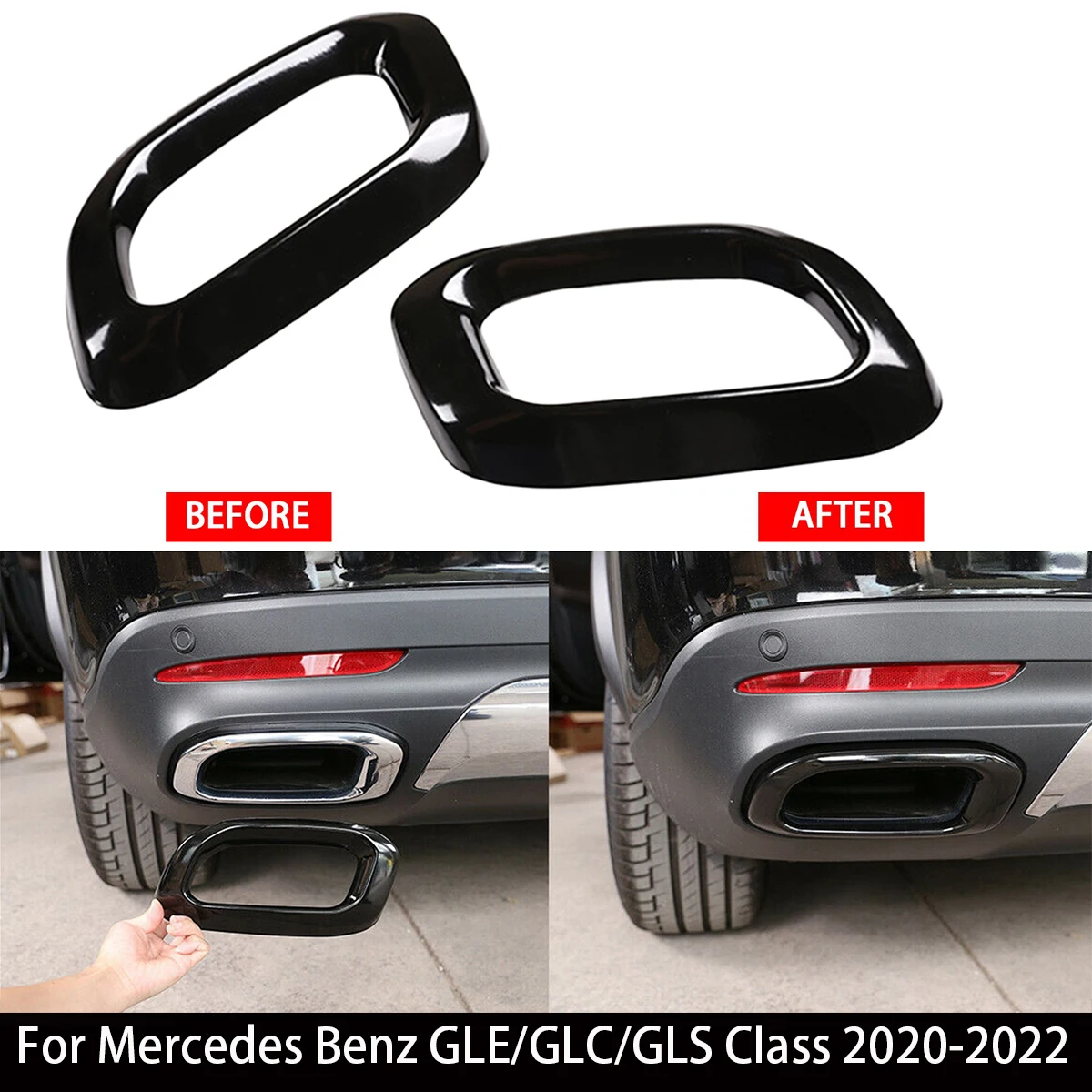 

Car Exhaust Tail Pipes Decoration Frame Cover Tail Throat Pipe Modified Cover Trim For Mercedes Benz GLE/GLC/GLS Class 2020-2022