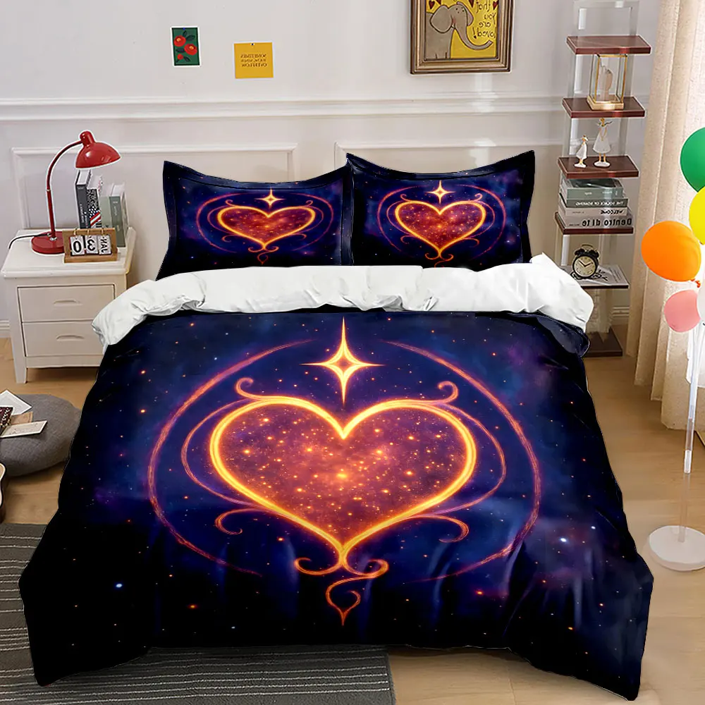 

"Romantic Galaxy Heart Set" Soft Comfortable Duvet Cover Bedding Set Included 1*Duvet Cover & 2*Pillowcases, gift