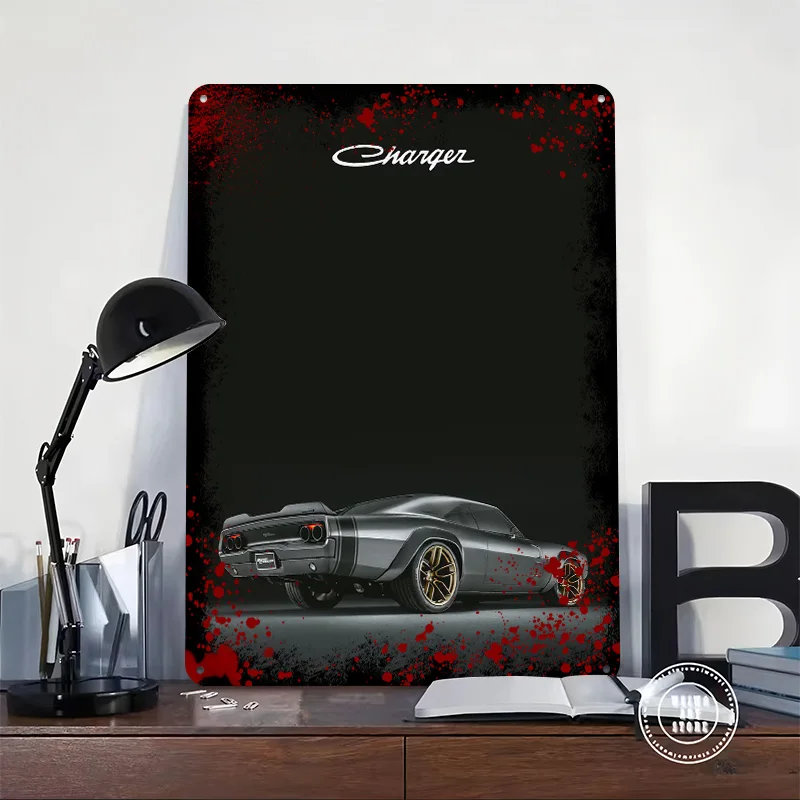 Sports Charger Car Metal Poster Custom Wall Art Retro Vintage Tinplate Signs for Fans Mancave Decoration Gaming Room Ornaments