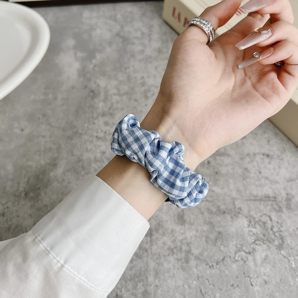 المطبوعة النسيج Scrunchies سوار لهواوي الفرقة 10/ الفرقة 9/الفرقة 8 حزام القماش معصمه سوار المرأة مطاطا حزام الساعات