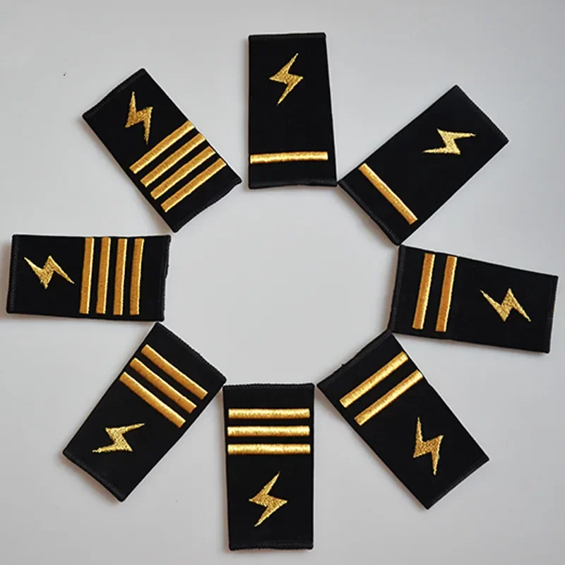 

Captain Ship Yacht Electrician Badge Black Captain Shirt Embroidered Soft Epaulettes Ship Sailor Uniform Accessories