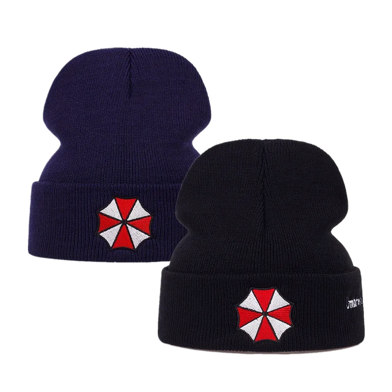 

Anime Residents Evils Protective Umbrella Knitted Plush Hat Umbrella Corporation Symbol Warm Cap Cosplay Unisex Costume Party