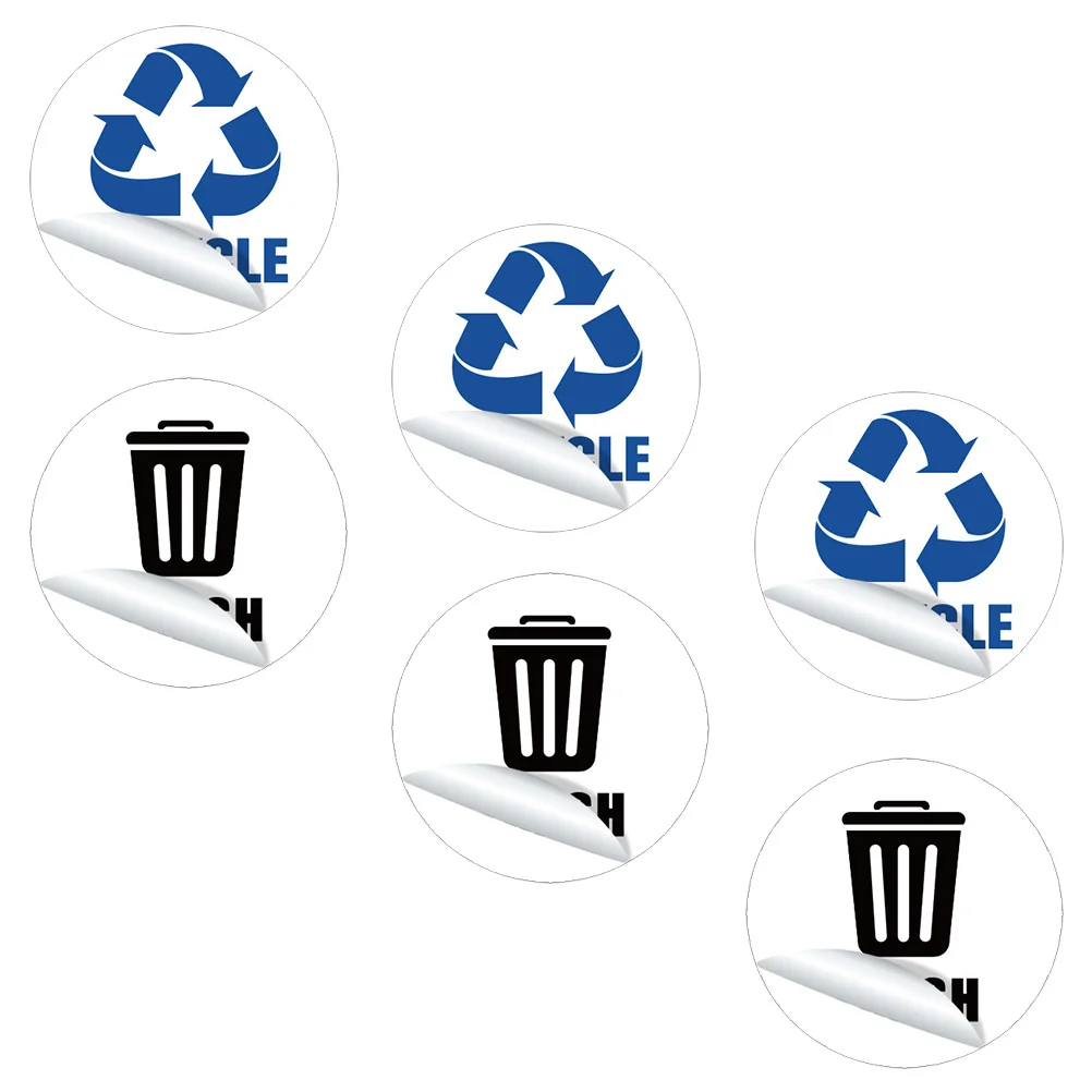 

6Pcs Garbage Can Stickers Self-Adhesive PVC Classification Labels Removable Trash Sorting Decals for Home Waste Containers