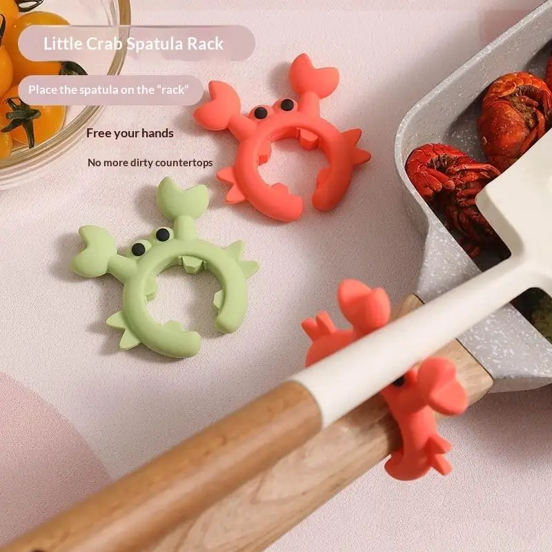 1/2/3PCS Silicone Spatula Rack Small Crab Anti Scalding Overflow Pot Clip Spoon Holder Clip Universal Shovel Rack Kitchen Gadget