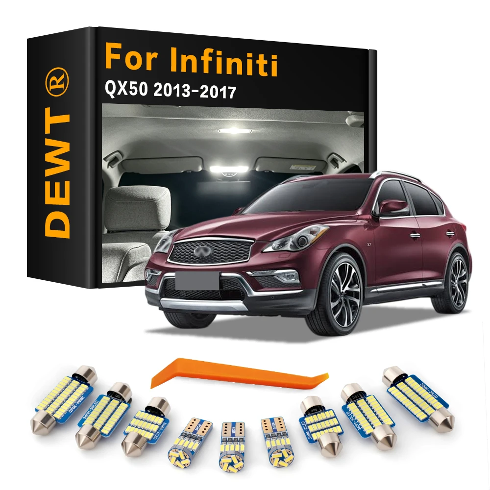 17Pcs For Infiniti QX50 2013 2014 2015 2016 2017 Car LED Interior Dome Light Kit Sunvisor Trunk Bulb Canbus