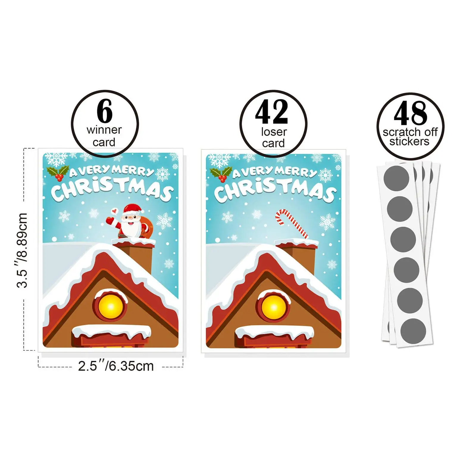 48Pcs Christmas Scratch Cards Scratch Cards Xmas Supplies Holiday Party Games Reward Cards for Kid Certificates Supplies