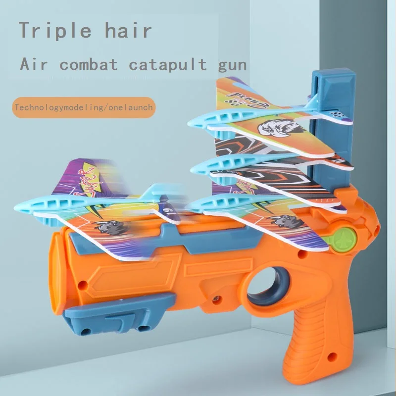 

6 Set Foam Aircraft Launcher Bubble Catapult Plane Toy Airplane Kids Ejection Gun Shooting Game Outdoor Sport Toys Glider Model