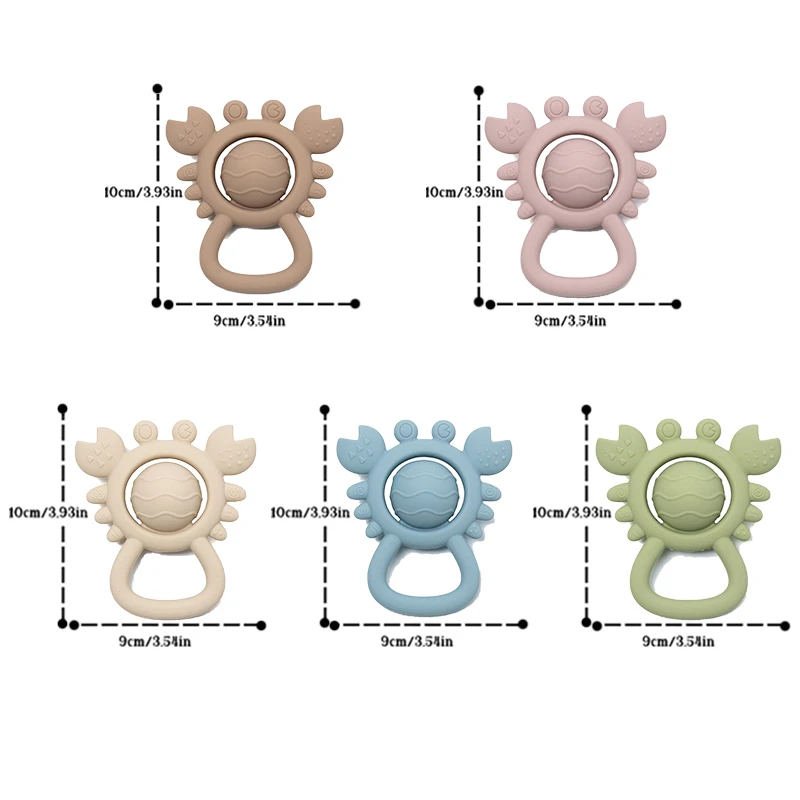 Baby-Krabben-Rassel-Spielzeug, Silikon-Beißringe, BPA-frei, 2-in-1-Rassel und Beißring, Spielzeug für Babys, Neugeborene, Geschenke, Säuglingsrasseln mit weichem Griff