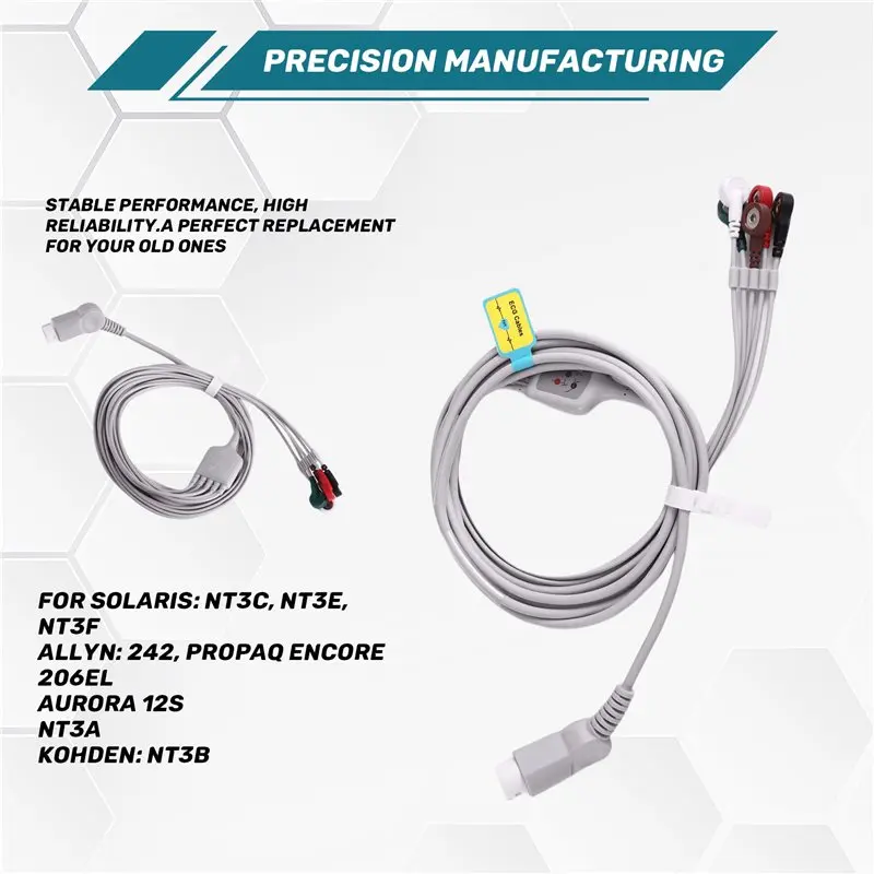 AASS-For ECG Cable 5-Leads Snap Type For - M1977A M1972A Models(12-Pin) Connector