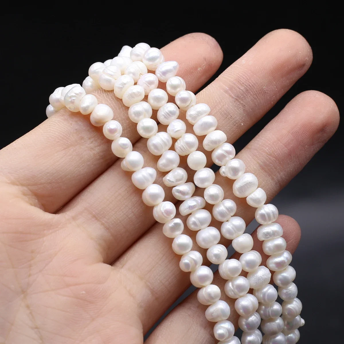 

Natural Freshwater Pearl Beaded 3-4mmwhite Elliptical shape Punch Loose Beads for Make Jewelry DIY Bracelet Necklace Accessories