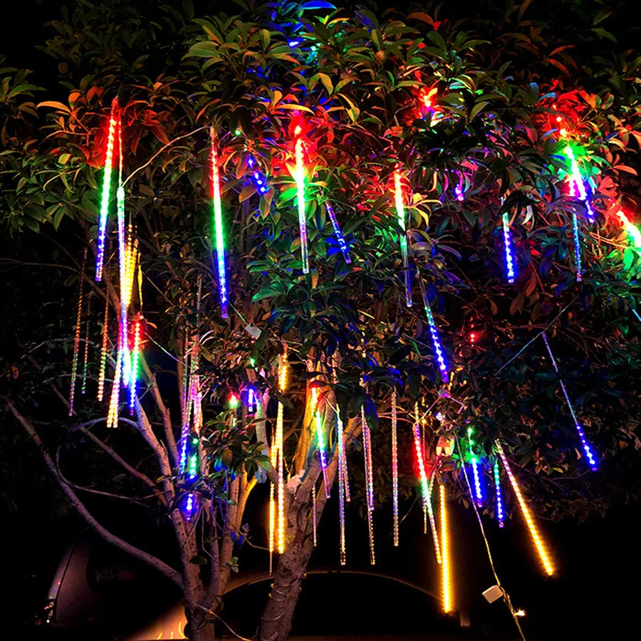 Outdoor Meteor Shower Christmas Garland String Light Waterproof 30/50CM Fairy Garden Light For Xmas Party Wedding New Year Decor