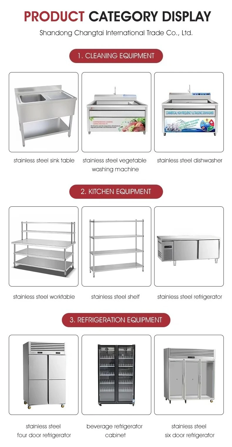 Commercial Double Door Refrigerator Stainless Steel Refrigerator Glass Door Display Fridge Food Kitchen Refrigeration Equipment