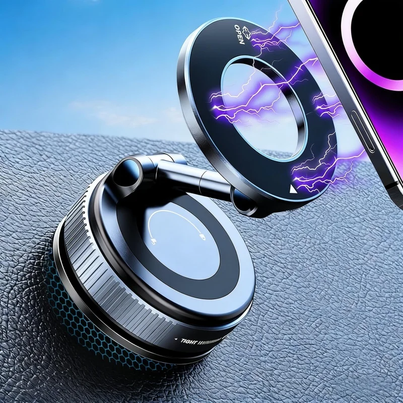 Soporte Magnético Plegable para Teléfono con Imán Potente, Rotación de 360° °   Soporte Giratorio para Teléfono Móvil con Succión al Vacío para Escritorio, Coche, Parabrisas y Salpicadero