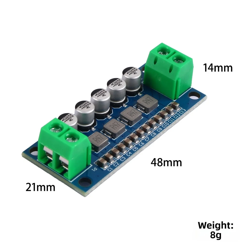 12V 24V DC Power Filtering Regulator with Low Pass Filter Ripple Reduction Function 0-35V 5A Input Compatibility