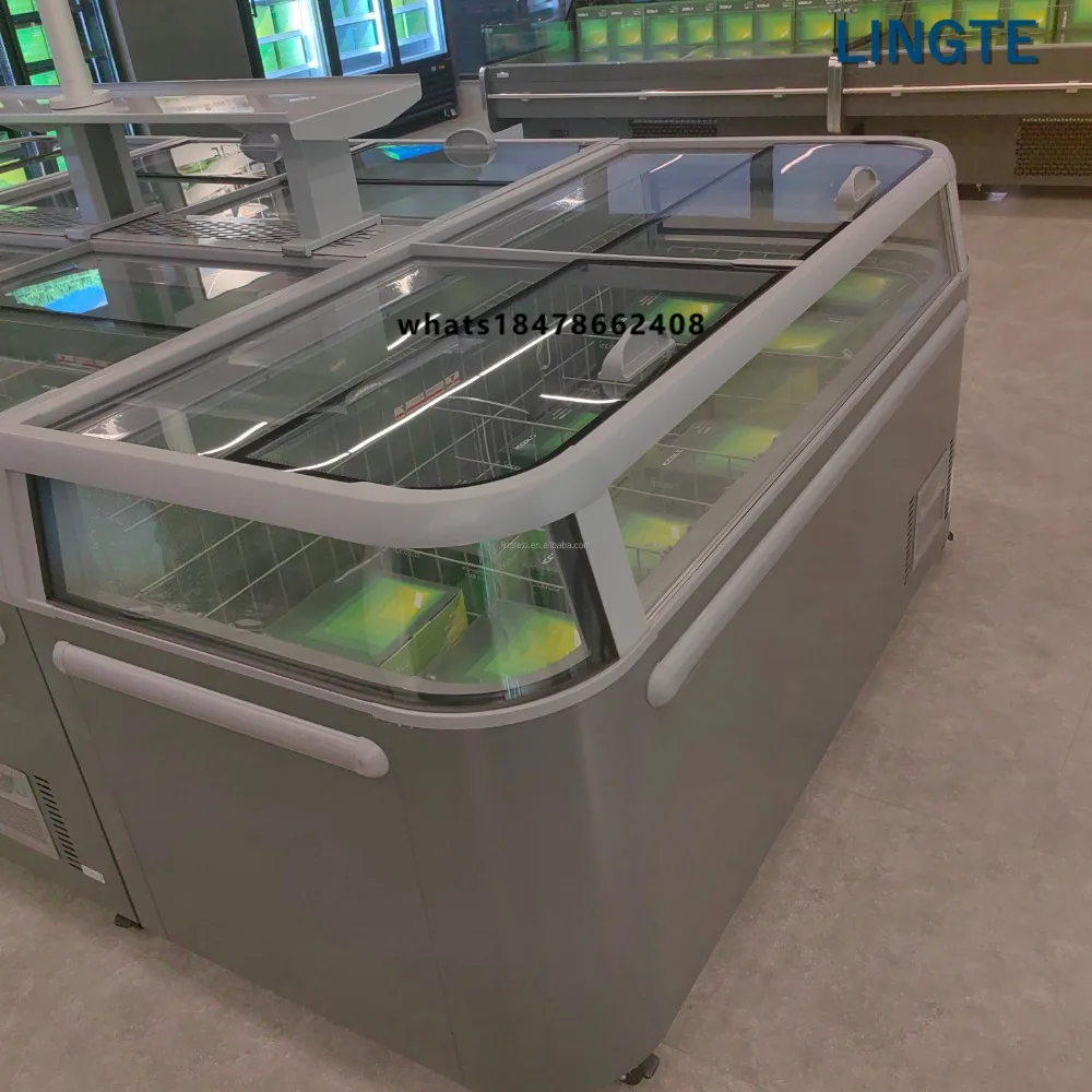LingTe Supermarket Freezer Container Frozen Food Island Freezer Ice Cream  Horizontal Freezer