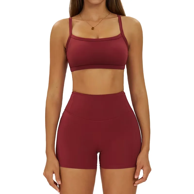 

Women's High-Waisted Workout Shorts & Fashionable Sports Bra Set Cloud-Like Yoga Pants for Training