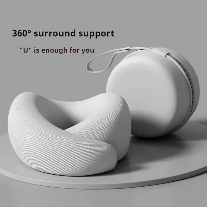 Memory Foam U Shaped Neck Pillow Travel Pillow for Airplane Car Office Nap Cervical Support with Portable Storage Box