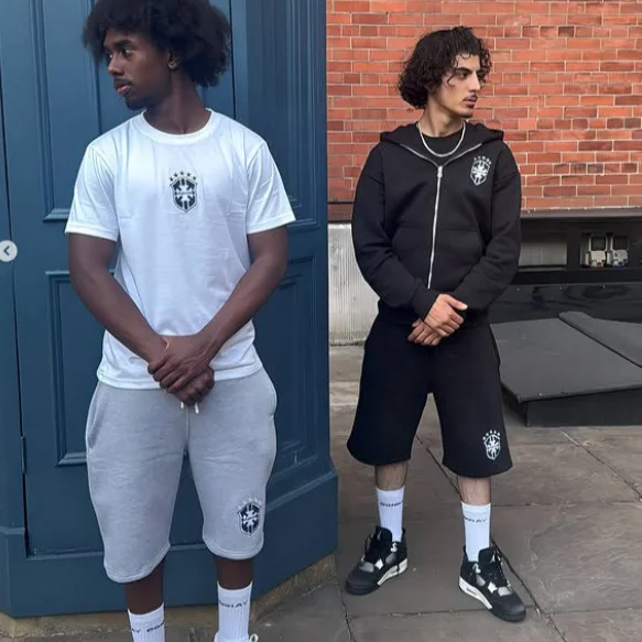 

Retro k Sle Trend INS Personalized Pattern Embroidery Loose Fit Spring Ciwalk ort Pants for Men