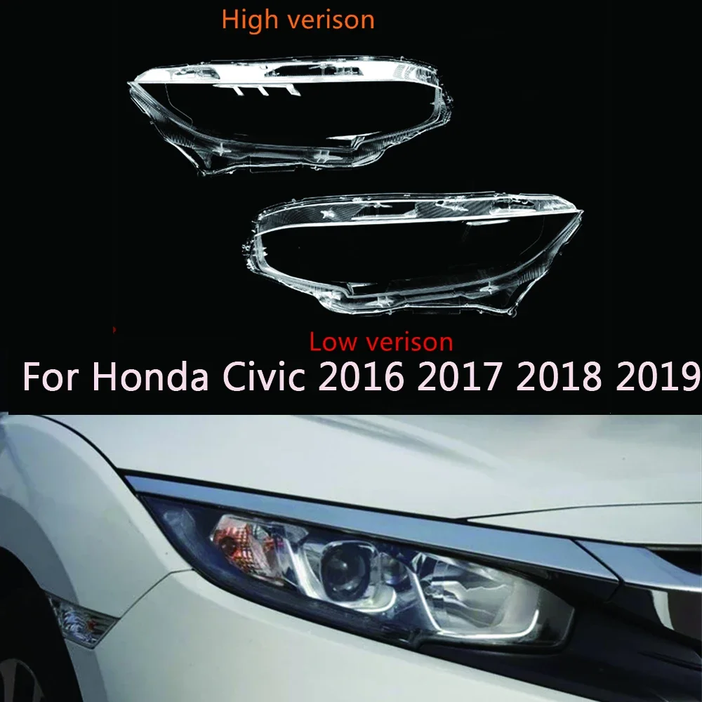 

For Honda Civic 2016 2017 2018 2019 Halogen Headlamp Lens Cover Headlights Glass Lampshade Transparent Lamp Shell Lights Mask