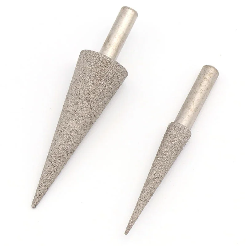 Testa di molatura diamantata brasata a cono da 8mm 17mm gambo da 6mm per molatura accessori per lucidatura abrasiva utensili rotanti Dremel