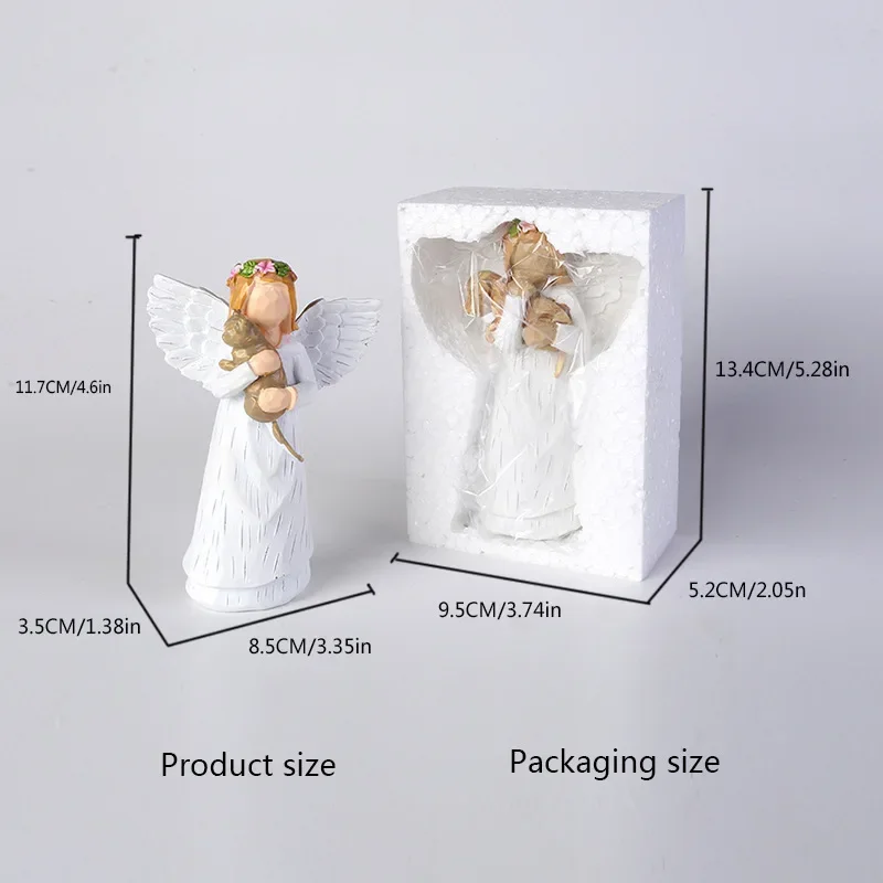 Cross-border Angel Resin Ornaments Handheld Pet Angel Accessories Dog Cat Tree Decor Resin Crafts Wholesale Stock Available