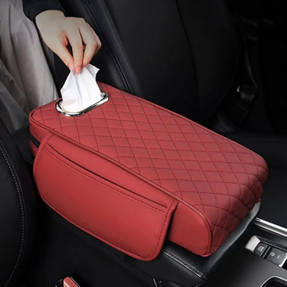 Car Armrest Pad Waterproof Car Console Cover with Storage Bag Armrest Box Mat Universal Fit Easy to Install Auto for Wear