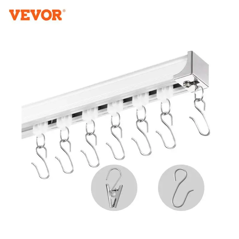 VEVOR Ceiling Curtain Track Set Meter Sliding Ceiling Track System Curtains Room Divider Curtain Track Ceiling/Wall Mounted