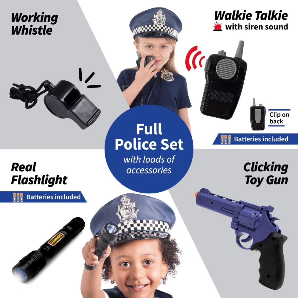 WizKidz Police Toys Set with Police Baton Handcuffs Toy Gun Police Hat for Kids Role Play Dress Up Pretend Play Accessories Gift