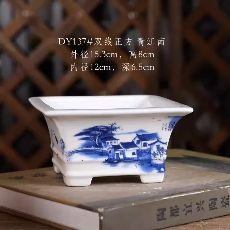 Porcelain Glazed Multi Bonsai Pot,Small Vase,Tradition Chinese Pattern,Dormitory Room Table Garden Decoration