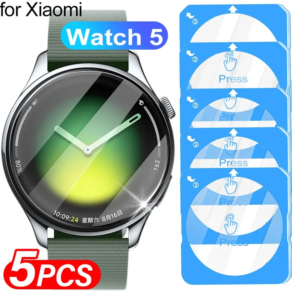 Película de vidro temperado para protetor de tela Xiaomi Mi Watch 5, acessórios de película protetora de vidro anti-arranhões com cobertura total HD transparente