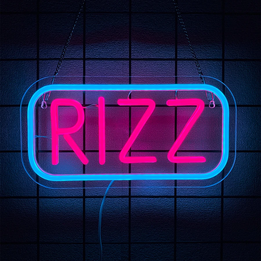 Rizz Neon Sign, LED Neon Light Sign for Man Cave, Game Room, Bedroom, Dressing Room, Bar Decor, Home Party Decoration