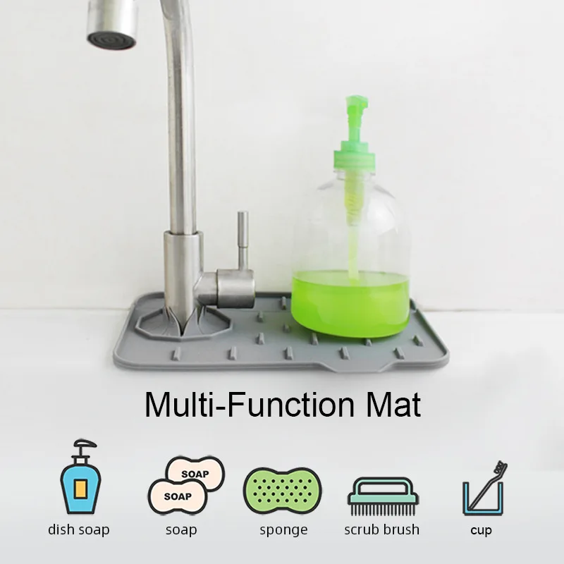 Sink Water Prevent Dish Drying Pads Faucet Wraparound Splash Catcher Faucet Absorbent Mat Silicone Drain Pad Splash-proof