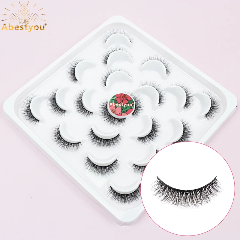 

Abestyou 11mm Short 10 Pairs 3D Mink Soft Wispy Natural Thin Individual Eyelashes Extension Cosplay Cilios Wholesale Maquiagem