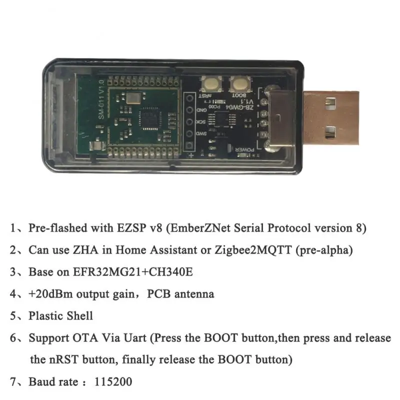 ZigBee 3.0 ZB-GW04 USB Dongle Wireless Zigbee Gateway Analyzer Zigbee2MQTT USB Interface Capture ZHA NCP Home Assistant openHAB