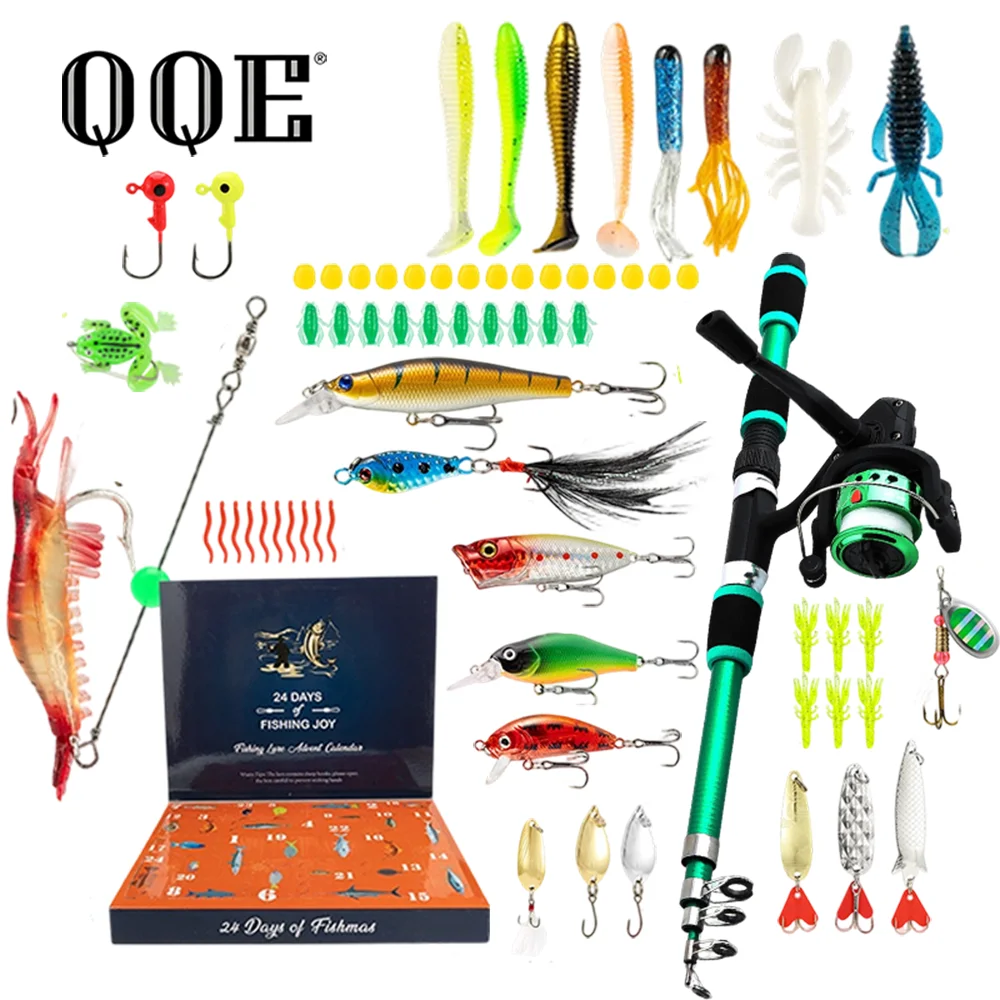 QQE Hot Telescopic Fishing Rod Fishing Accessories Kit Set withTackle Box Fishing Accessories Fish HooksProfessional Fishing Rod
