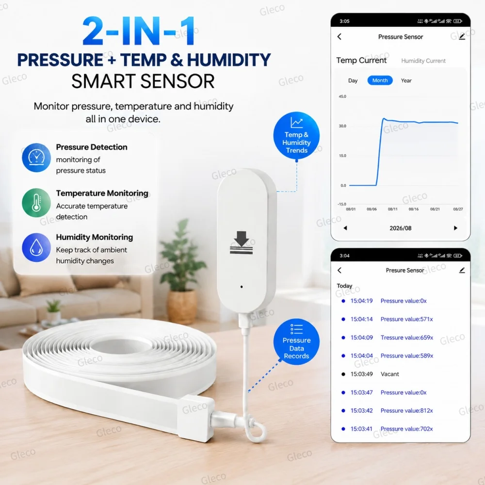 Zigbee TUYA Drucksensor Temperatur- und Feuchtigkeitsmesser Belegungs-/Anwesenheitsdetektor Stressgürtel Smart Life Home Automation Scene – Detail 3