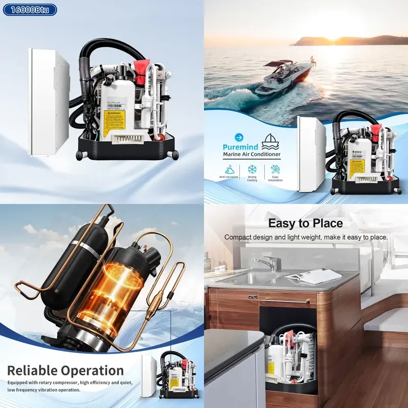 Puremint Selling 16000 Btu Marine Air Conditioning Water Cooled Chiller Gree Marine Yacht Air Conditioning