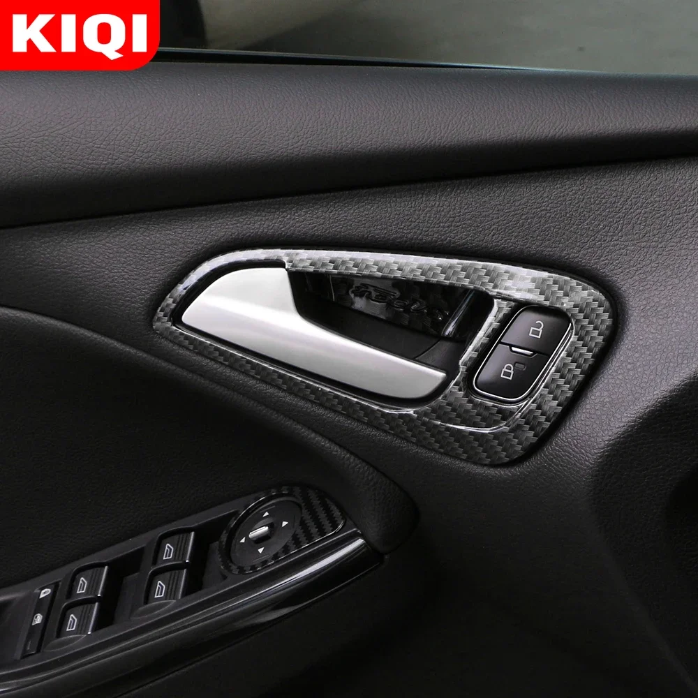 KIQI ABS Car Door Bowl Decoration Cover for Ford Focus 3 MK3 2015 - 2018 LHD Interior Door Handle Protection Covers Trim Sticker