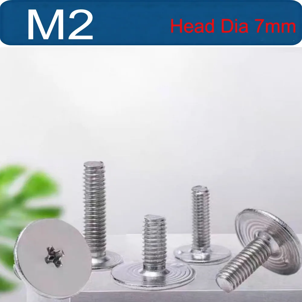 25pcs Phillips Thin Wafer Flat Round Head Screw Bolt M2*L  Head Dia 7mm for Laptop Notebook Optical Drive Mount DIY Computer G