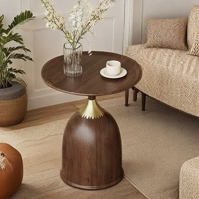 

Walnut edge few Italian minimalist round few round coffee table simple light luxury bedside table side few sofa small round