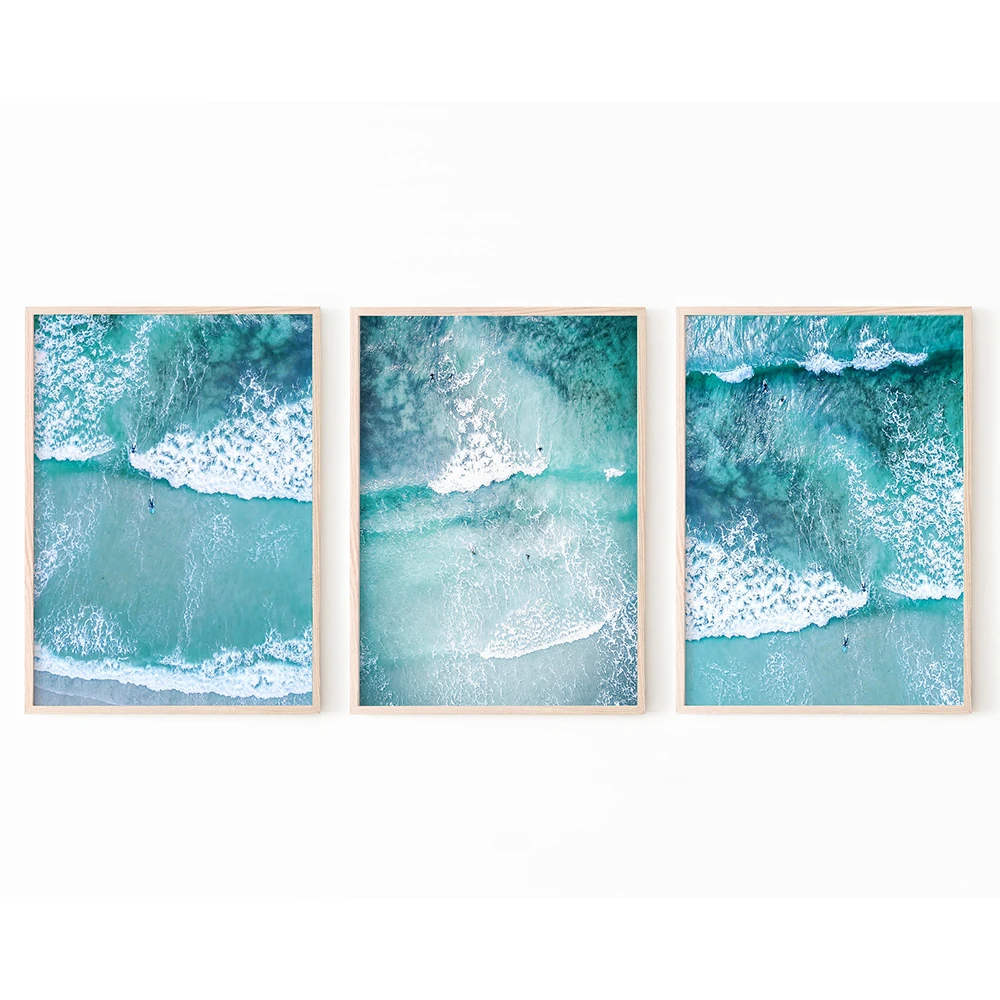 

Ocean Set of 3 Prints Poster And Printable Canvas Painting Wall Art Seascape Picture for Living Room Beach House Home Decoration