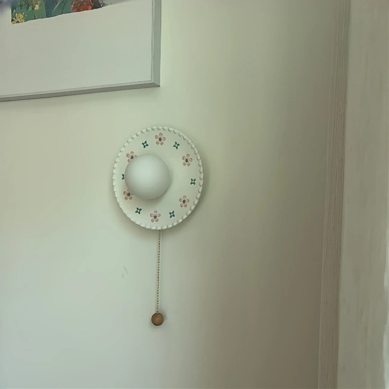 Creative New Simple Ceramic Wall Lamp with Cable Switch Living Room Study Bedroom Bedside Decorative Lighting