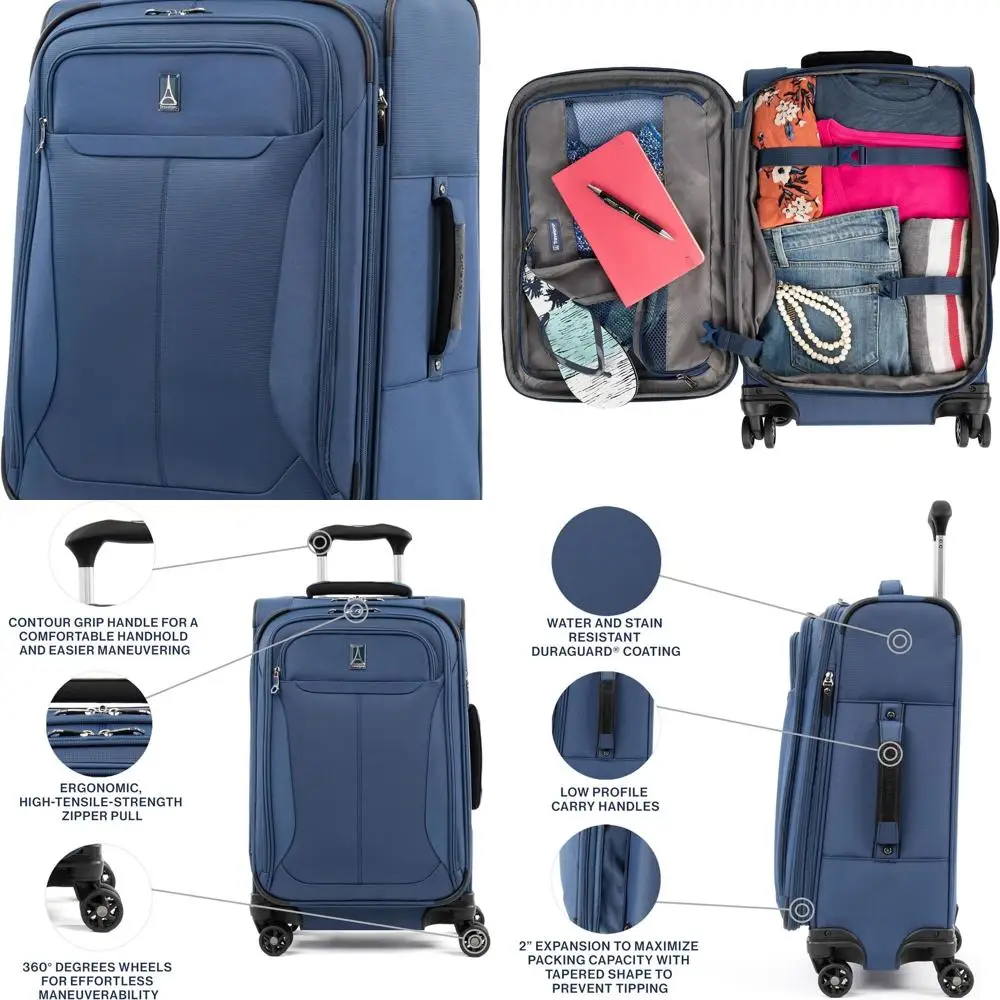 

21 Expandable 4-Wheel Lightweight Carry-On Suitcase, Blue